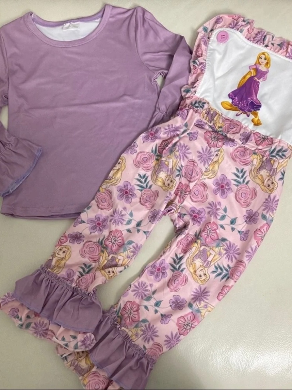 Boutique Rapunzel Romper long ruffle sleeve set - Picture 5 of 6